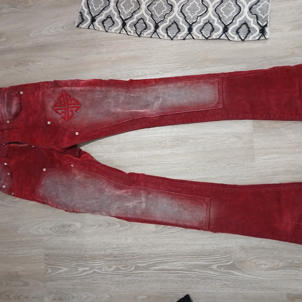 GUAPI Red Carpenter Stacked Jeans Waist 28 NEVER WORN